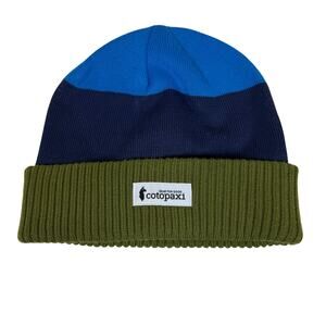 Cotopaxi Alto Beanie Hat Blue Green Stripe Winter Warmth Camp Ski Snow One Size